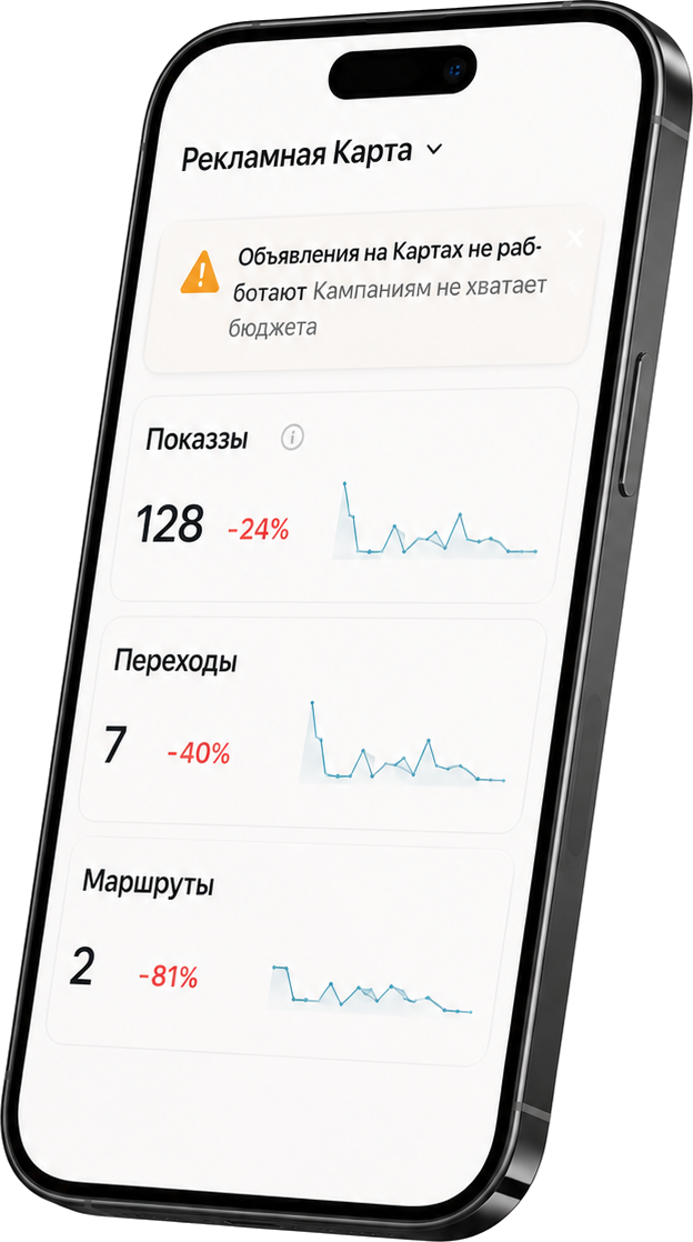 Реклама в картах не работает