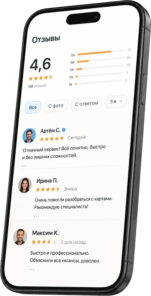 Отзывы в картах